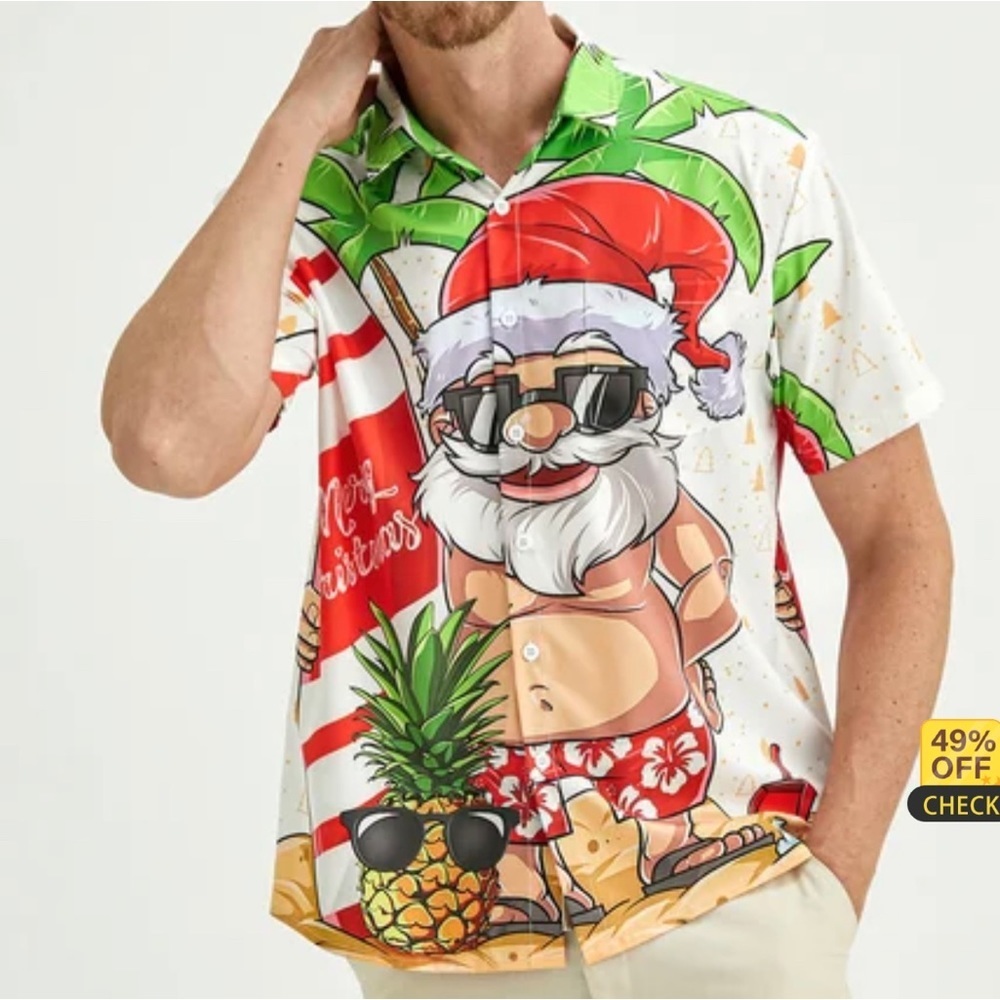 Hardaddy Men’s Christmas Short Sleeve Casual Button Down Shirt Various Sizes